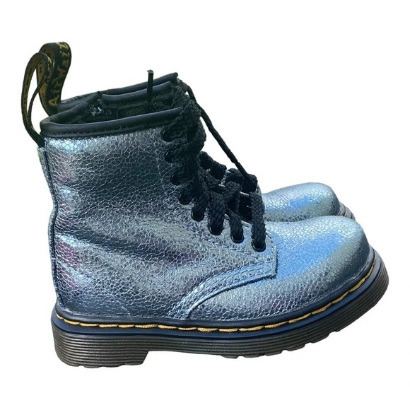 Dr. Martens Boots Girls Size 7 Euro 23, UK 6  Metallic Glitter Lace Up Side Zip - Picture 8 of 12